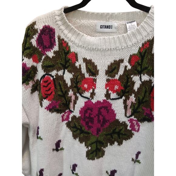Vintage Gitano Sweater Size L 90's Y2K Ivory - Picture 3 of 7
